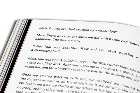 Close-up of the cover detail on the Marc by Sofia film book, published by A24, showcasing its textured design and artistic elements.