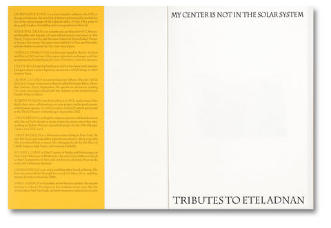 My Center is Not in the Solar System: Tributes to Etel Adnan - MACK